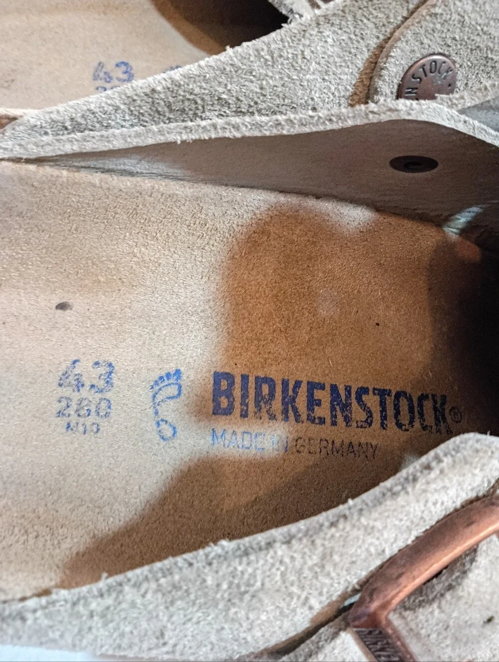 Birkenstock Taupe Suede Boston Clogs with Buckles Soft Sz 43